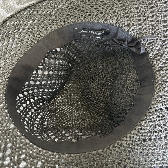 Banana Republic Black Crochet Wide-Brim Hat